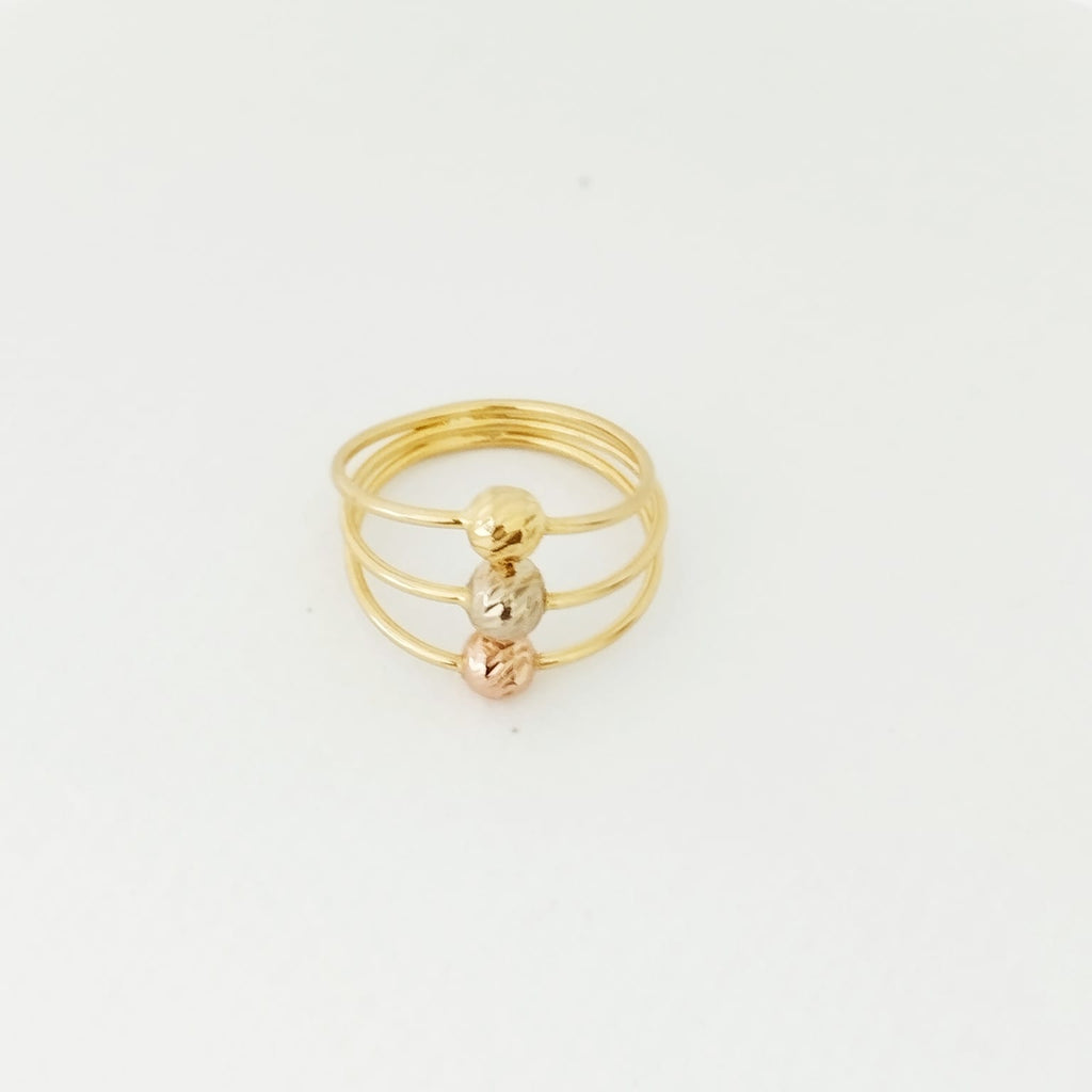 Anillo Tres Oros con bolas dimantads talla8 1/2 2.31gr ID: 1165