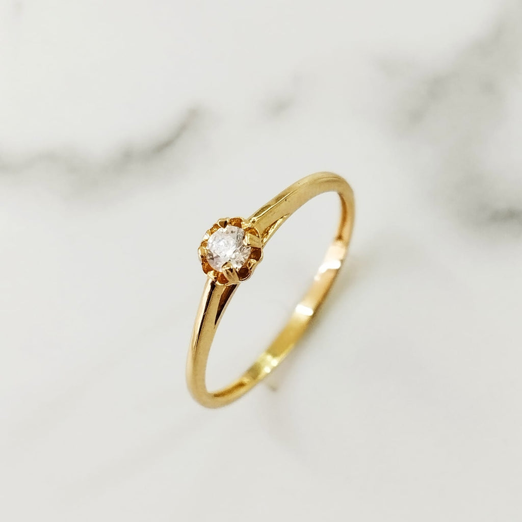 Anillo solitario con circon blanco T6 1/2 1.21GR ID: 1325
