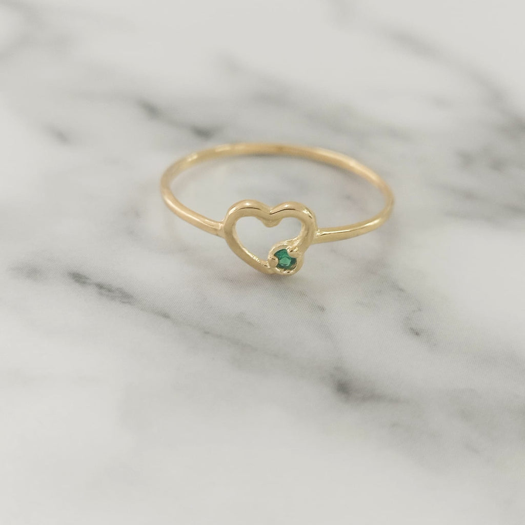 Anillo corazon circon vere 7-1/2 0.8gr ID: 1626