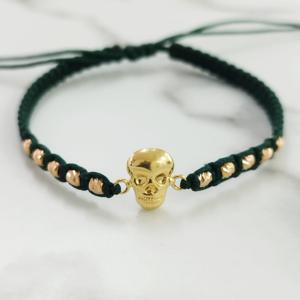 Pulsera tejida herraje calavera y bd 10#3 ID: 1658