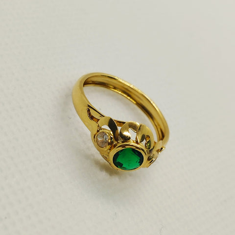 Anillo Circon Verde Y Blanco T7 /1.33/gr ID: 2082