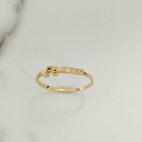 Anillo Fe con circon blanco T6-1/2 /1.05/gr ID: 2319