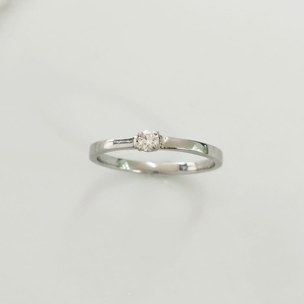 Anillo Solitario Diamantes T6 1/2  1.77gr 10pts Oro Blanco ID: 2227