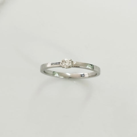 Anillo Solitario Diamantes T6 1/2  1.77gr 10pts Oro Blanco ID: 2227