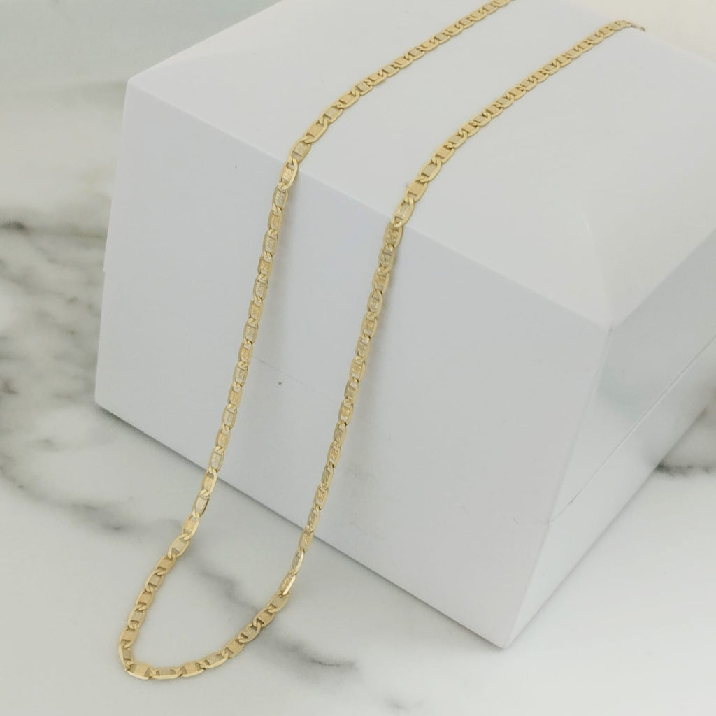 Cadena Plana Diamantada tres oros 45cm /1.8/gr ID: 3267