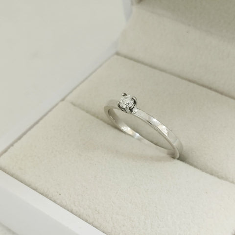 Anillo Solitario Diamantes T6 1/2  1.77gr 10pts Oro Blanco ID: 2227