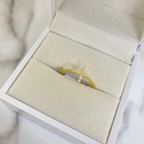 Anillo Cruz Con Circon Blanco T7 3/4 /1.7/gr ID: 2763