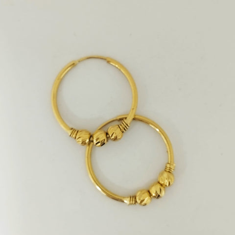 Candonga imperdible balines diamantados Oro amarillo 2cm /1.28/gr ID: 2677