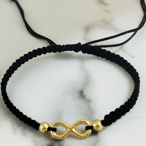 Pulsera Tejida Con Herraje infinito 2 balines 4mm lisos ID: 2813