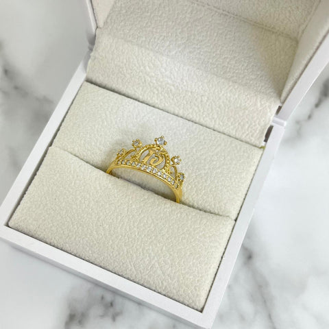 Anillo Corona 15 Años Circon Blanco T9 /2.6/gr ID: 2843