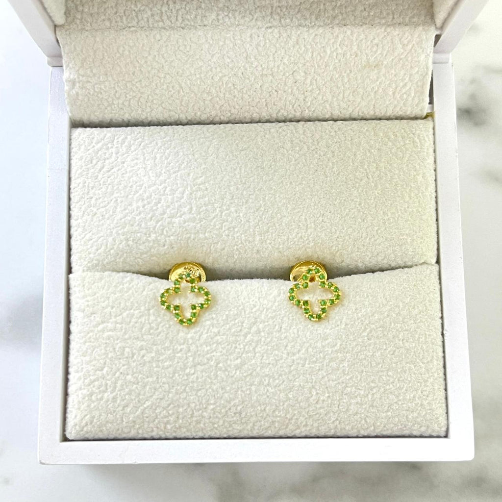 Topo Trebol Silueta Circon Verde 7mm /0.73/gr ID: 2940