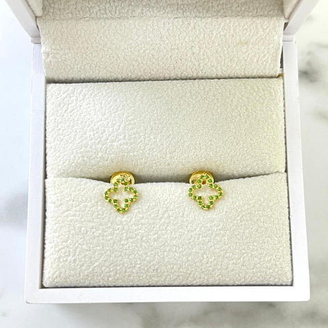 Topo Trebol Silueta Circon Verde 7mm /0.73/gr ID: 2940