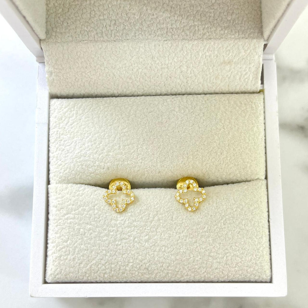 Topo Trébol Silueta Circón Blanco 7mm /0.73/gr ID: 2941