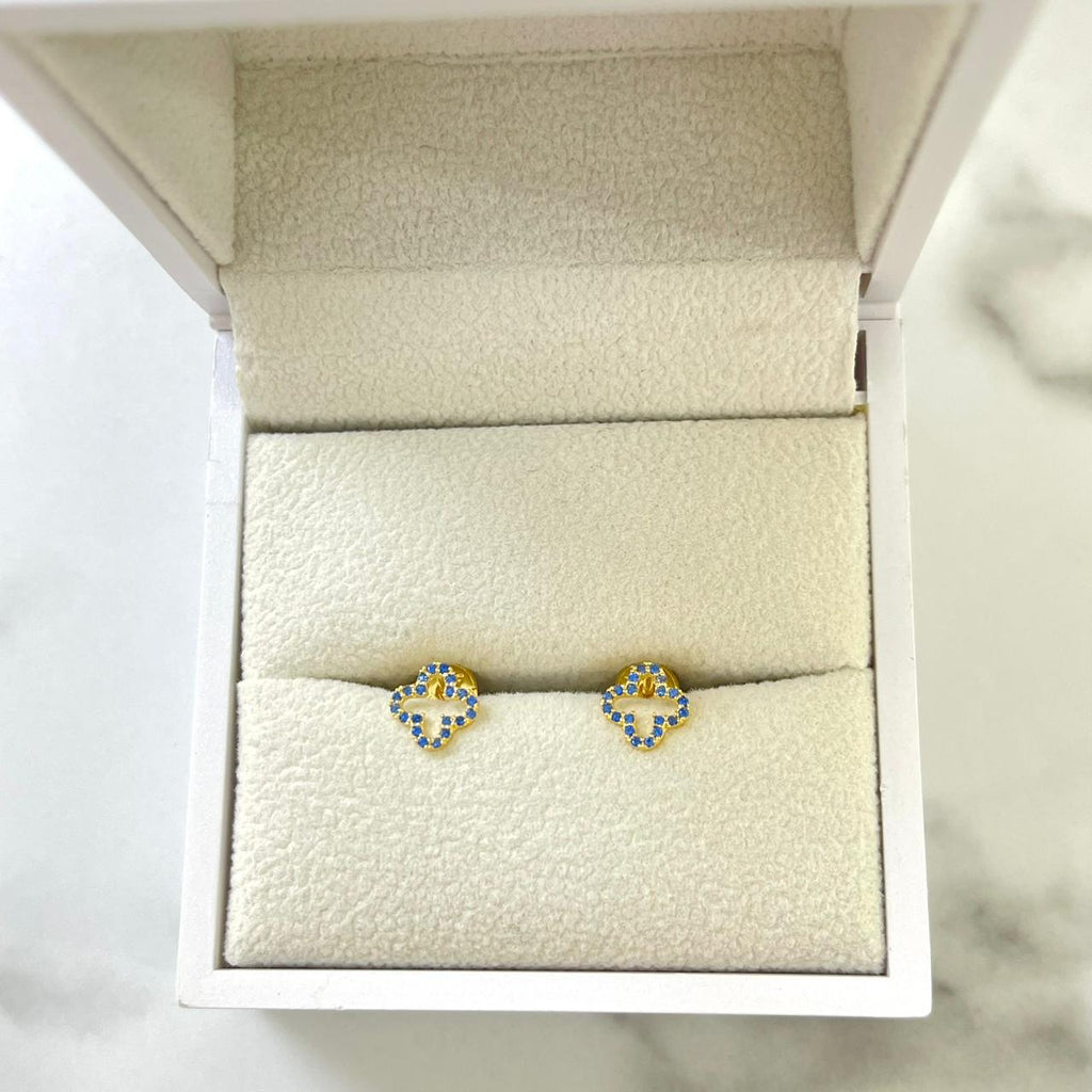 Topo Trébol Silueta Circón Azul 7mm /0.73/gr ID: 2939