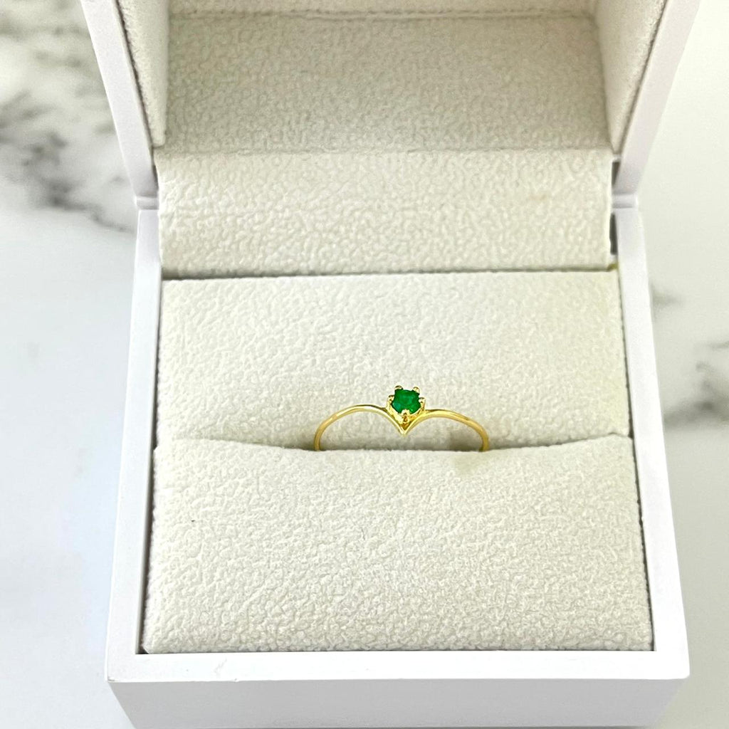 Anillo Solitario Esmeralda T7 1/2 /0.6/ gr ID: 2947