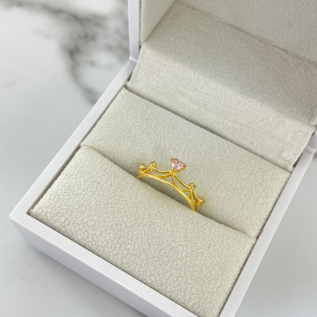 Anillo Corona Circon Blanco Y Rosado T5½ /1.2/gr ID: 2953