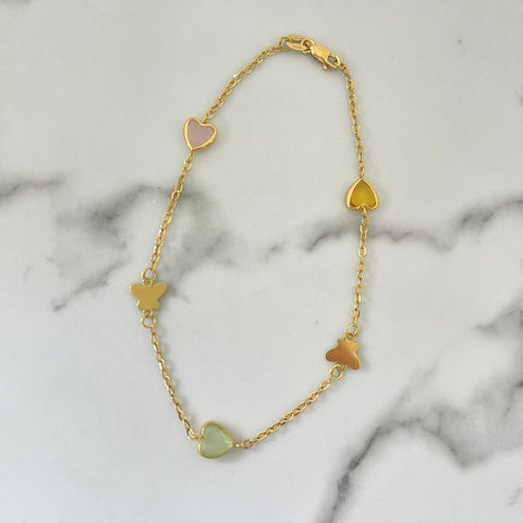 Pulso Rolon Con Mariposas y Corazones De Multicolor 19cm +2 /1.3/gr ID: 3028