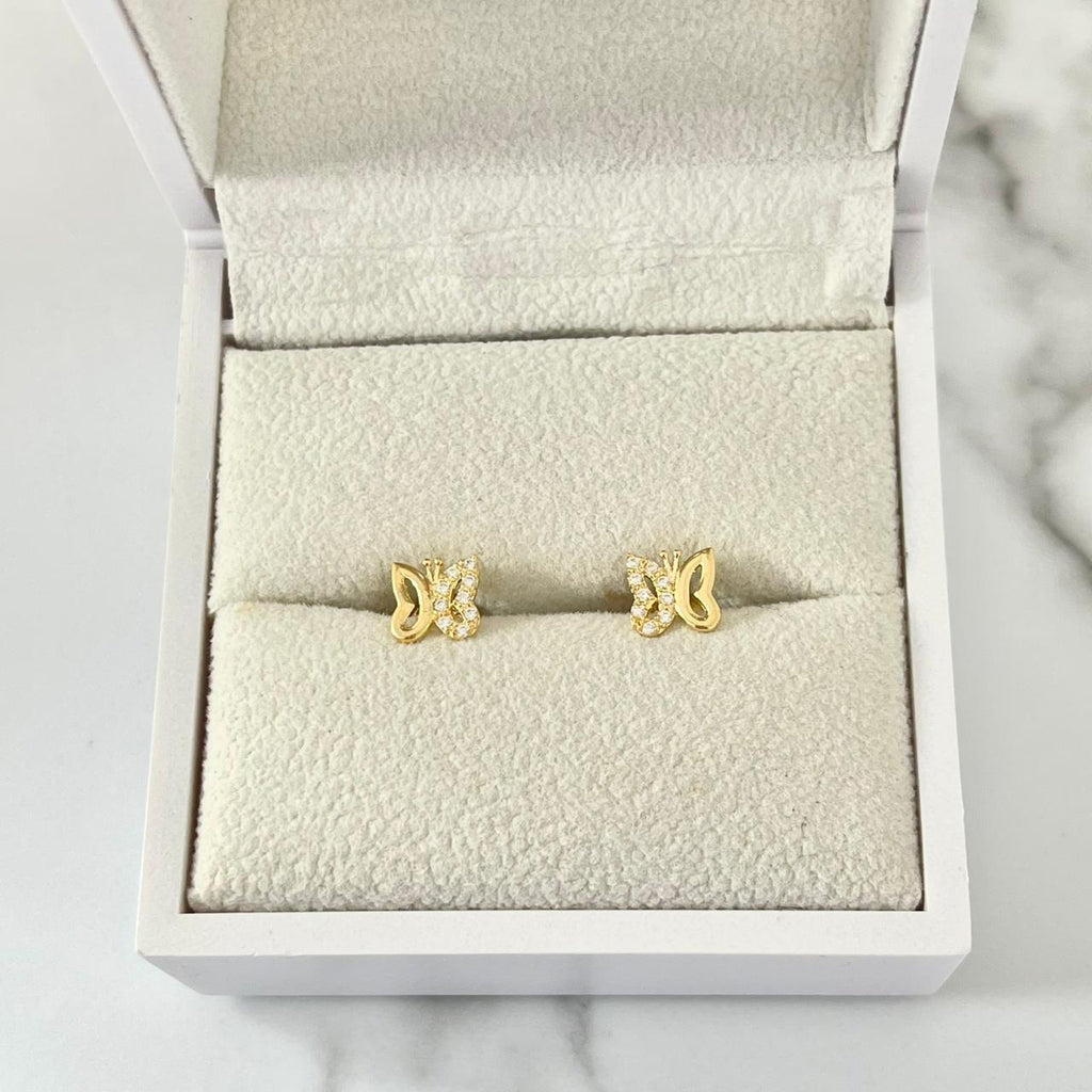 Topo mariposa con circón blanco 7mm 0.91/gr ID: 3223