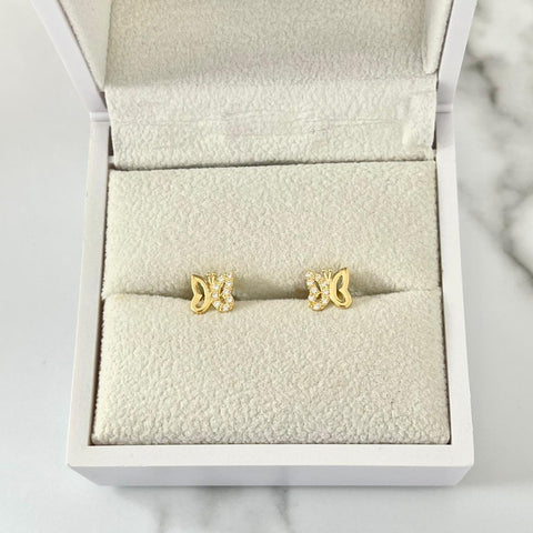 Topo mariposa con circón blanco 7mm 0.91/gr ID: 3223