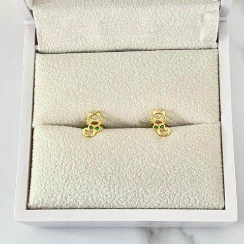 Topo gato silueta circón verde 8mm 0.69/gr ID: 3240