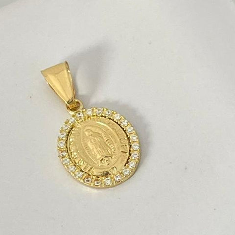 Dije Virgen Guadalupe Redondo Con Circon Blanco 2cm /0.85/gr ID: 3194