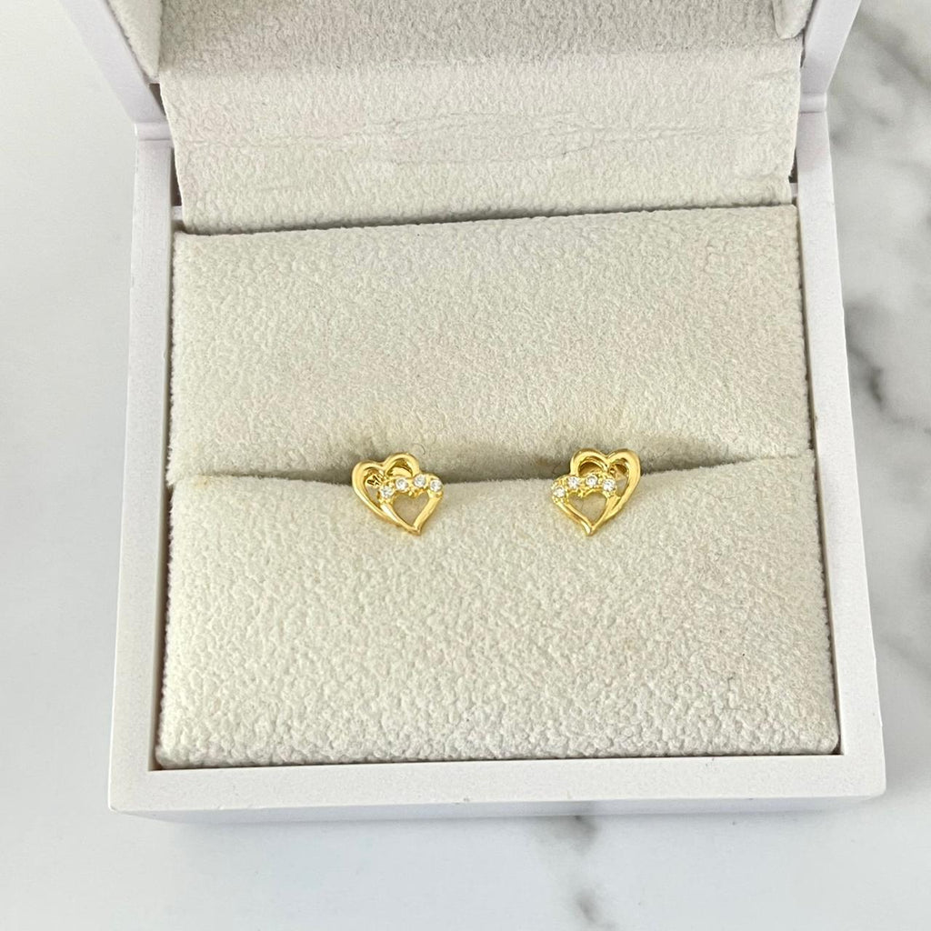 Topo corazón doble con circón blanco 7mm 0.88/gr ID: 3221