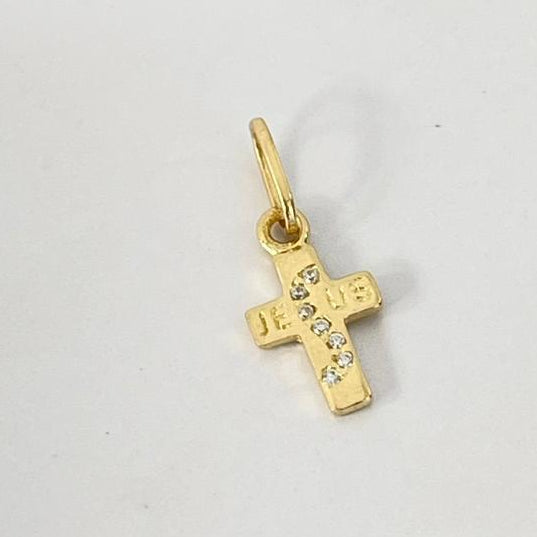 Dije Cruz Con Circon Blanco Nombre Jesus 1.5cm /0.42/gr ID: 3229