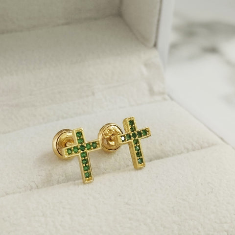 Topo Cruz Circon Verde 1cm /1.1/gr ID: 524