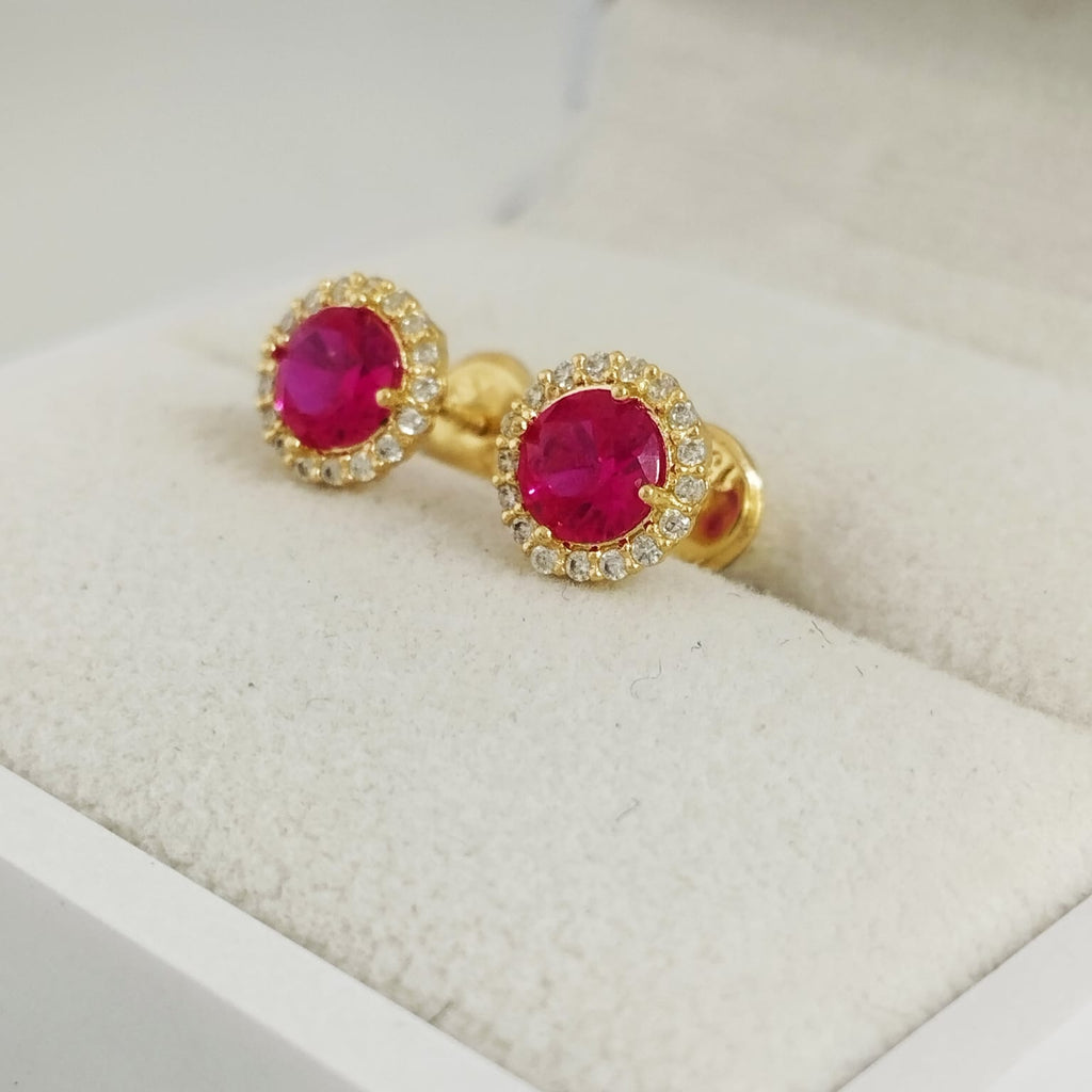 Topo Redondo Con Circon Fuccia y Blanco 8mm /1.4/gr ID: 594