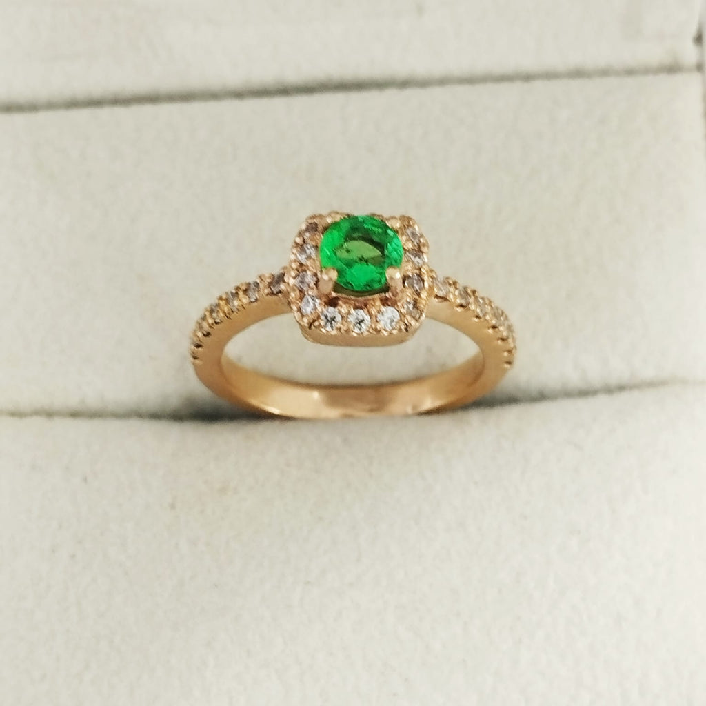 Anillo Oro Rosa Esmeralda T5 4.25gr ID: 617