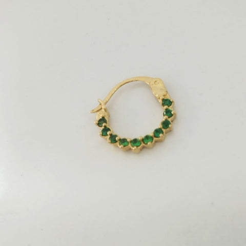 Piercing Tipo Candonga Circon Verde 1.3cm (oreja ) ID: 651