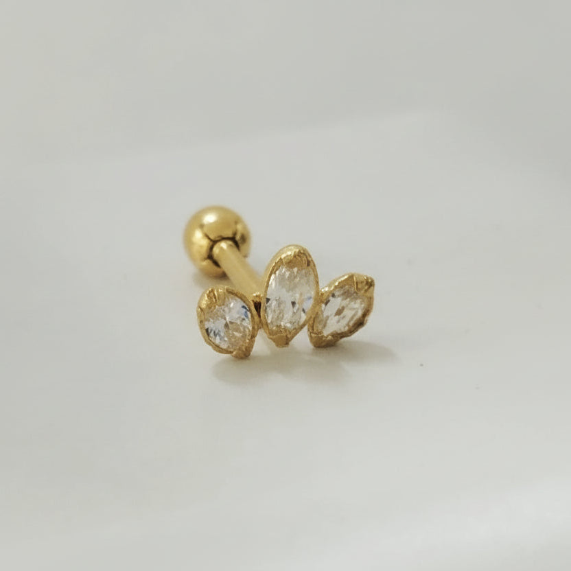 Piercing Tipof Flor Tres Petalos Con Blanco 1.3cm ID: 658