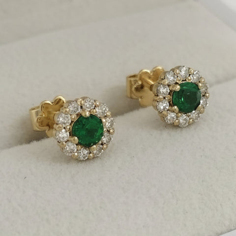 Topo Esmeralda 50 pts 8mm y Diamantes 22 tps Broche mariposa italy ID: 690