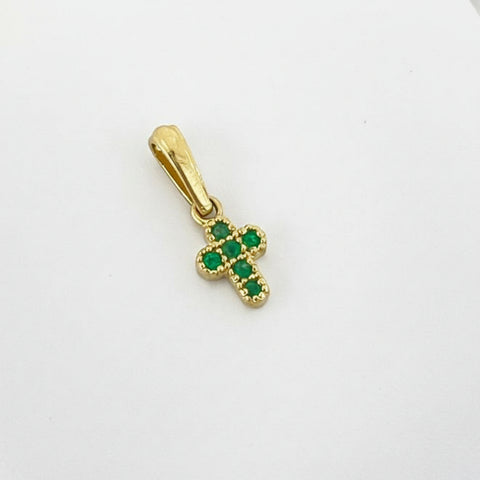 Dije cruz 6 Esmeraldas de 1.7cm, 0.036 cts, 0.64/gr ID: 727