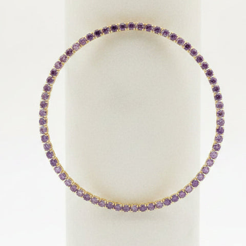 Pulso Tennis 18.5cm Swarovsky Morado Oro Amarillo /2.7/gr ID: 819