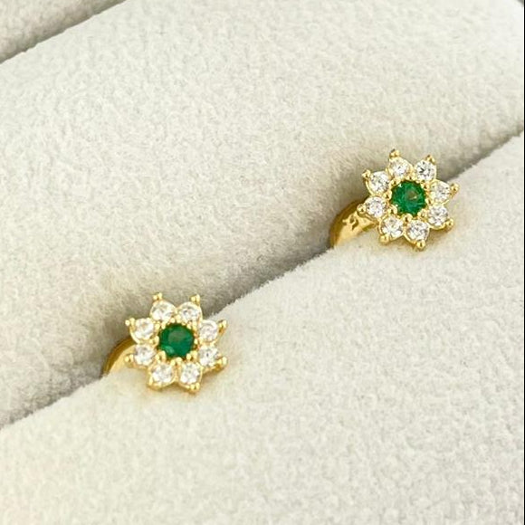 Topo Flor Circon Verde y Blanco 4mm /0.5/gr ID: 847