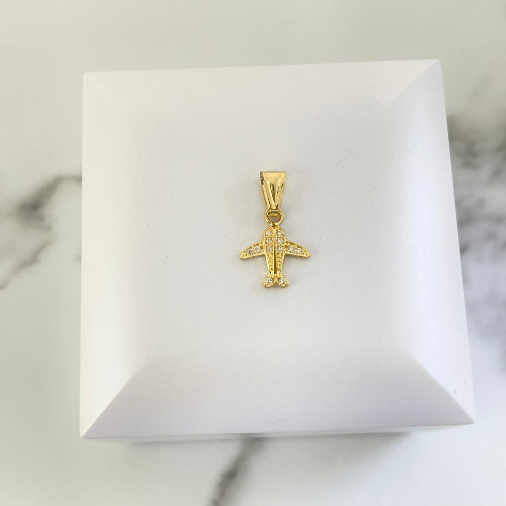 Dije Avion Con Circon Blanco 1.9cm /0.75/gr ID: 878