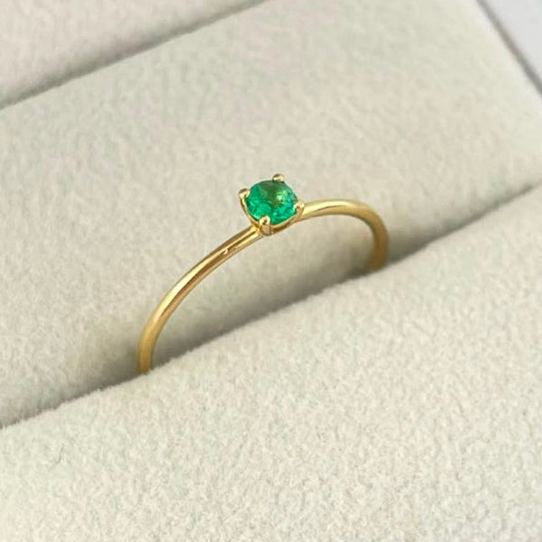 Anillo Solitario Esmeralda T7 ID: 1010