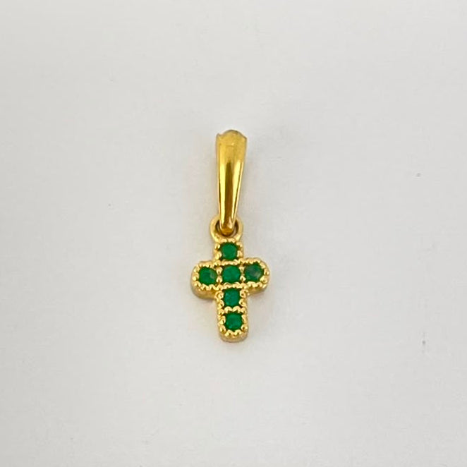 Dije Cruz Con Esmeralda 1.5cm 0.65gr ID: 1013