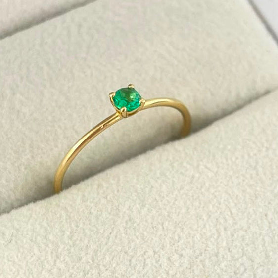 Anillo Solitario Esmeralda T8 ID: 1011