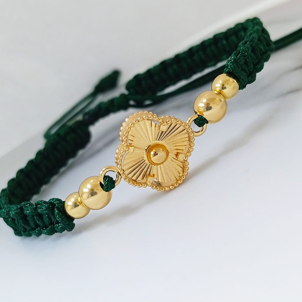 Pulsera Tejida Con Herraje Trebol Diamantado Dos BL 5mm - 2BL 4mm