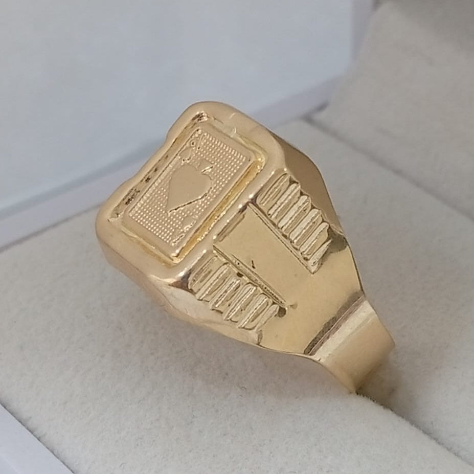 Anillo Carta Poker T10 1/2 Oro Amarillo 18K /3.46/GR ID: 1088