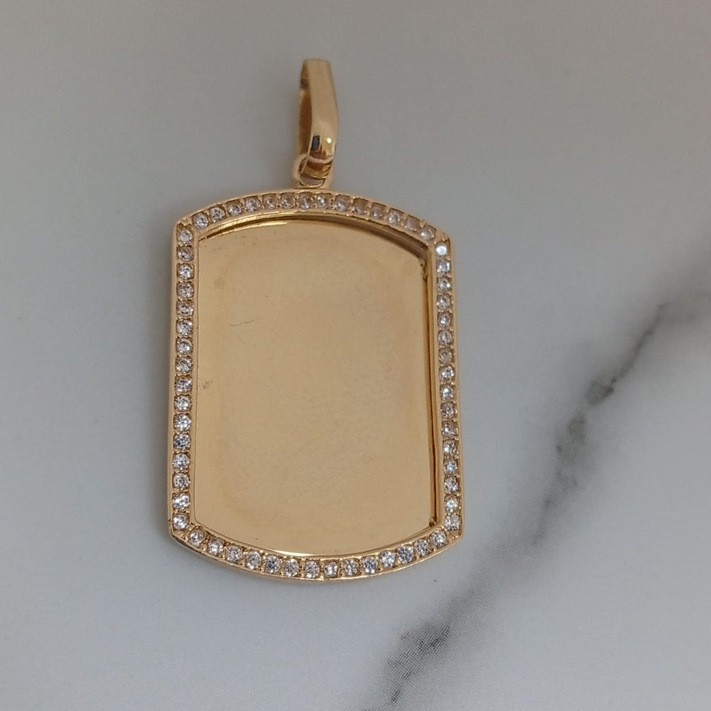 Dije Placa Con Circon Blanco 4.6cm /3.15/gr ID: 1115