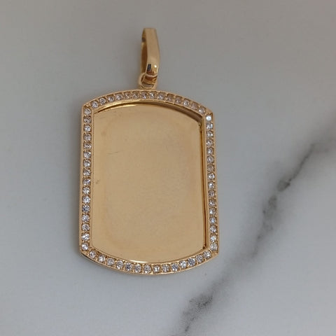Dije Placa Con Circon Blanco 4.6cm /3.15/gr ID: 1115