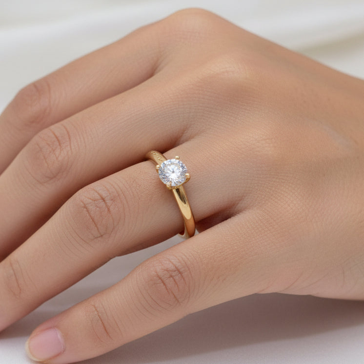 Anillo Solitario Circon Blanco Italy +1 T7 /0.92/ ID: 1175