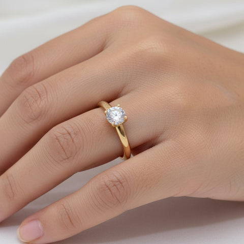 Anillo Solitario Circon Blanco Italy +1 T6 /0.92/ ID: 1173