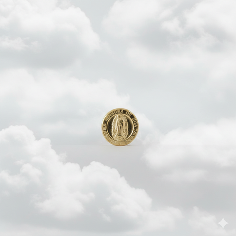 Herraje en oro de 18K con forma de tambor y la Virgen de Guadalupe de 7 mm - San Miguel Joyería Medellín